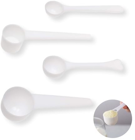 YAFIYGI Messlöffel-Set, 1 g, 3 g, 5 g, 10 g, Schaufeln für Kaffee, Protein, Milchpulver, Küchenwerkzeuge für genaue Messungen, Löffel für Kreatin-Proteinformel, Gramm-Messschaufel, 4 Packungen