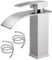 Basin Taps Waterfall Bathroom Sink, Basin Mixer with Single Lever Chrome Brass, Square Bathroom Sink Taps Hot and Cold Water Mixer with UK Standard Hoses