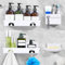 CHARYJOD Shower Caddy 4 Packs, Adhesive Bathroom Shelf No Drill, Bathroom Storage Rack with Hooks, Soap Razor Toothbrush Holder, Kitchen Organiser Shower Accessories White