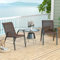GIANTEX Gartenstühle Stapelbar 2er Set, Stapelstühle aus Textilene & Metall, Gartenstuhl Hochlehner mit Armlehnen, Balkonstuhl Gartensessel 150 kg belastbar, Terrassenstühle Outdoor Stuhl 56x70x84 cm