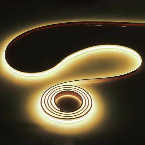 pcning COB LED Lichtband Selbstklebend 220V 230V Direktanschluss 2M Warmweiss Sehr Hell fur Aussen, 2 Meters Waterproof IP67 LED Strip Lights with EU Plug (Warmweiß, 2M)