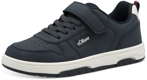 s.Oliver Mädchen Sneaker flach mit Klettverschluss Bequem, Blau (Navy), 35 EU