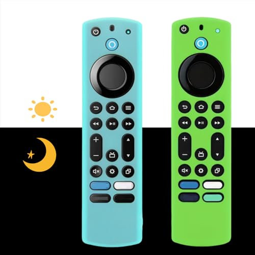 Silikon-Schutzhülle für Fernbedienung (1 Stück, leuchtet im Dunkeln) für 4K Max (2.) / Insignia / Pioneer / Omni (QLED) Serie mit Umhängeband, 2 Stück