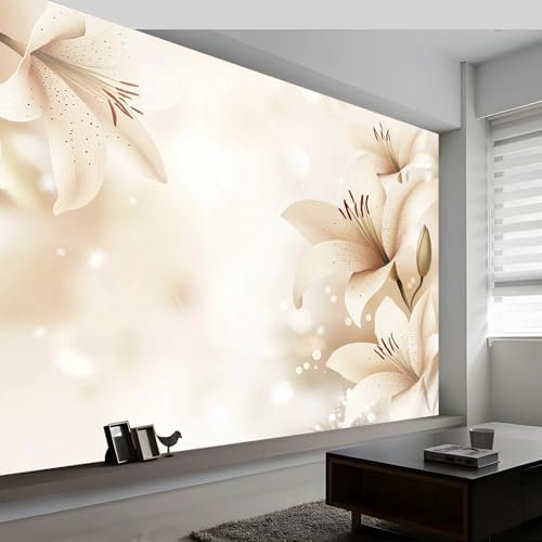 Vlies Fototapete Traumhafte Einfache Lilie Tapete 450 x 315 cm (B x H), Moderne Vliestapete 3d Effekt Wand Dekoration Pflanzenlilien Motivtapeten Wandtapete Wohnzimmer Restaurant Kinderzimmer