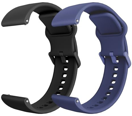WalkerFit Cinturino Silicone 22mm a Sgancio Rapido, Morbido Silicone Liquido con Fibbia Regolabile, Compatibile con Smartwatch e Orologi Tradizionali, Nero Blu