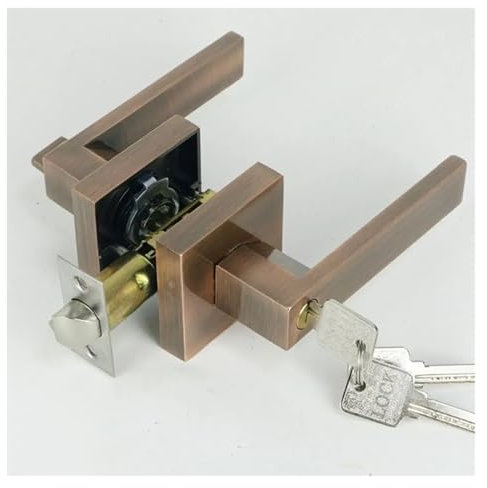 RECORD BREAD Internal Door Door Handle Lock Cylinder/Latch Bathroom Bedroom Door Door Lever Lock with Lock Aluminum Alloy(Antique Copper)