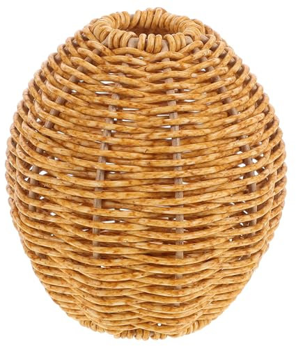 Warmhm Vase Aus Rattanimitat Bodenvase Aus Korbgeflecht Geflochtener Blumentopf Blumenvase Rattanvase Geflochtener Blumenkorb Weidenvase Große Bodenvase Mittelvase Kunstvase Eisen Khaki