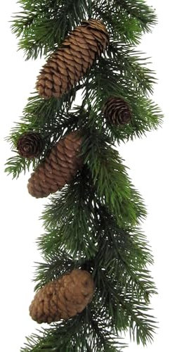 CREATIV green künstliche Fichtengirlande mit Zapfen 180 cm I weihnachtliche Tannengirlande mit Zapfen I Weihnachtsdeko-Girlande wie echt I Weihnachtsgirlande ideal als Indoor Weihnachtsdeko