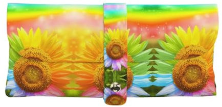 ESNAIUVCD 3d Colorful Sunflower Print Portable Leather Glasses Case,Premium Protective Unisex Glasses Case For Travel & Daily Use,Elegant Accessories