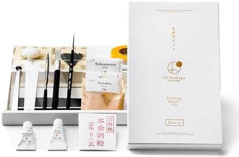 Chimahaga Kintsugi Reparaturset für Anfänger -Basic- Echtes Gold, Japanisches Urushi-Lack, DIY-Set für traditionelle Reparatur