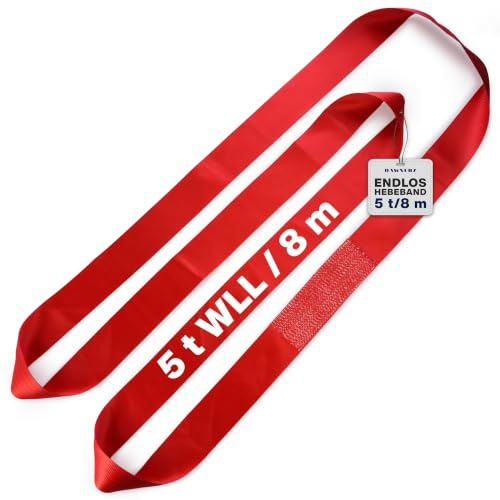 Endlos-Hebeband 5 t WLL – 8 m Nutzlänge – geschlossene Bandschlinge | Flachgewebte Polyester-Hebeschlinge, Typ A2, DIN EN 1492-1