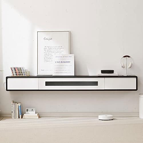 Étagère murale Étagère flottante Meuble TV mural Décodeur Routeur Sky Box CD DVD Photo Bijoux Meuble de rangement Meubles TV Chambre Salon Bureau Console multimédia Meuble TV Mur noir (Noir 140cm)