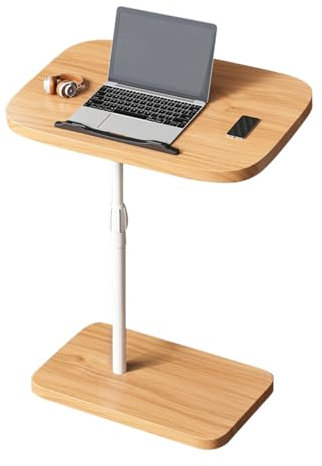 Beistelltisch Holz Schmal Mit Hebefunktion Und Flip-Funktion Wohnzimmertisch Holz Couch Couchtisch Schöner Nussbaum Optik Beistelltische Fürs Wohnzimmer Schlafzimmer, Balkon(Natural Wood B)