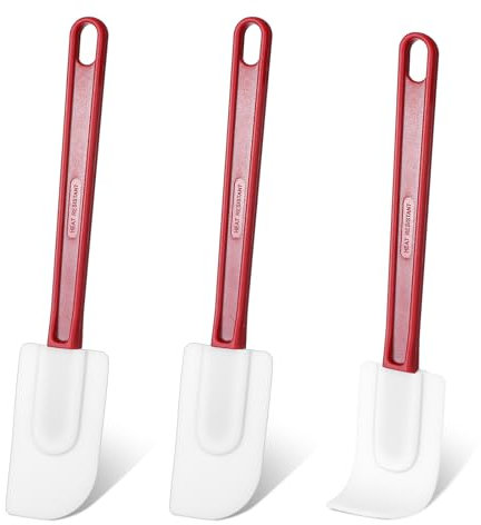 3PCS High Temp Silicone Spatulas Set Flexible Soft Rubber Spatulas 10-Inch Rubber Spatulas for Baking Commercial Heavy Duty Silicone Scraper Spatula with Handle for Kitchen Baking Cooking