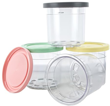 Feilifan Ice Cream Tubs for Ninja CREAMi NC300UK NC300UKCP NC299AMZ NC301 Series, 4 Pack Replacement Pint Containers for Ninja Ice Cream Maker