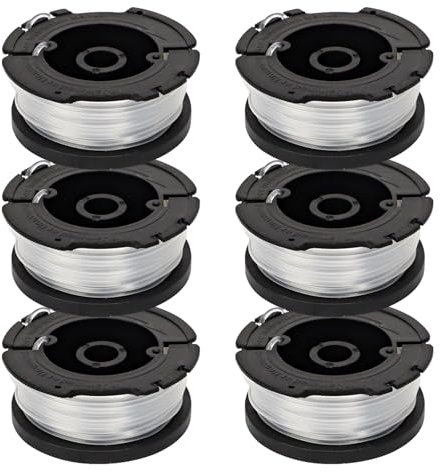 DOINEUFL Strimmer Wire, 6 PCS 30'x 0.065 Strimmer Spool ＆ Line for Black and Decker Replacement A6481 A6485 (6 black)