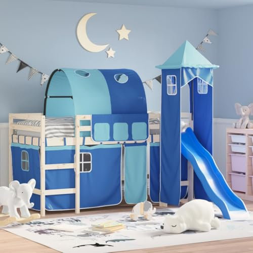 AJJHUUKI Betten & Zubehör - Bett- & Bettrahmenzubehör - Hüte für Hochbett mit Tunnel und Turm Blau