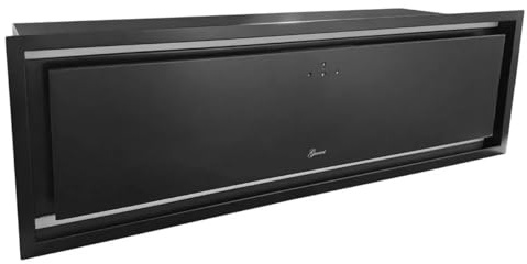 Gurari Deckenhaube 90 cm GCH 973 BL Schwarze Dunstabzugshaube mit Gestensteuerung & LED • 850 m³/h • Umluft & Abluft • Einbau-Lüfterbaustein oder freihängende Deckenhaube • Fernbedienung