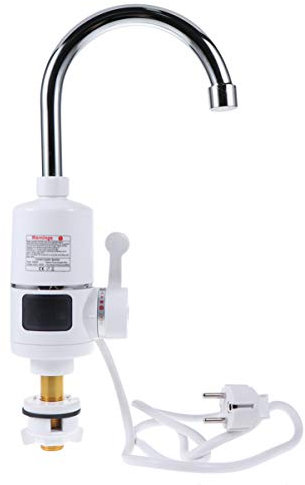 WOONEKY Rubinetto Cucina Digitale Led Con Miscelatore Acqua Calda e Fredda Riscaldamento Istantaneo Secondi Design Curvo Acciaio Inox Attacco Standard Eu Compatibile Lavelli Ampi