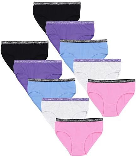 TupTam Unterhosen Mädchen 10er Pack Größe 92-170 – Bequeme Unterwäsche für Mädchen aus Baumwolle, Farbe: Slips/Rosa Lila Blau Schwarz Grau, Größe: 152-158