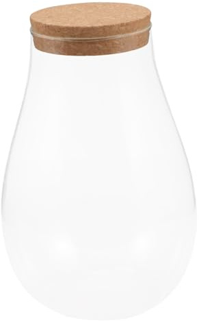 TOBBOMEY Dekorative Ökologische Moos Flasche Glasbehälter Terrariengefäß 20x14cm Mit Holzverschluss Transparent Für Pflanzen Mikro Landschaft Selbstgemacht Wohnzimmer Garten