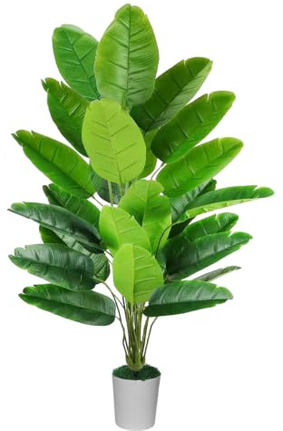 Künstliche Palme 113cm Künstliche Pflanzen Für Wohnzimmer Balkon Büro Deko | Mit 24 Blätter,Bananenpflanze Winterhart, Palme Künstlich Gemütliche Boho‑Dekoration Für Ihr Zuhause