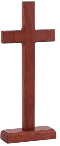 HOBBIESAY Cruz de madera de 21,4 cm de Cristo cruces de mesa cruces de pared con soporte para colgar, de pie para Pascua, bautismo, para la mesa, hogar, Navidad, iglesia, decoración de la habitación