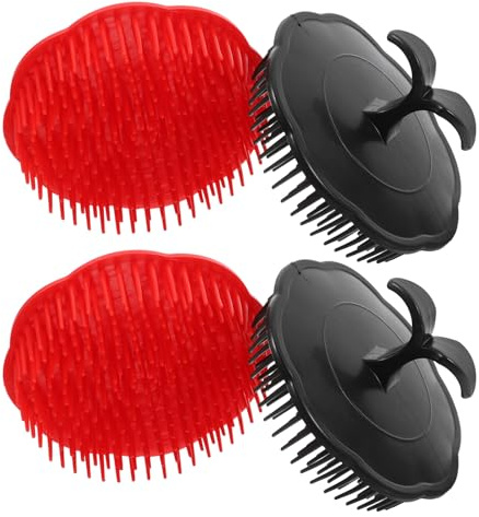 4 Stück Haarmassagebürste aus Kunststoff für Kopfhaut und Haarwäsche | Rund, als Duschkamm und Weiche Bürste, für Haarentwirrung zu Hause und Reisen