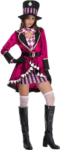 Kreeqe Bezauberndes Alice-Zauberer-Kostüm für Damen – Sofortige Verwandlung – Halloween-Party – Übergrößen S–XXL
