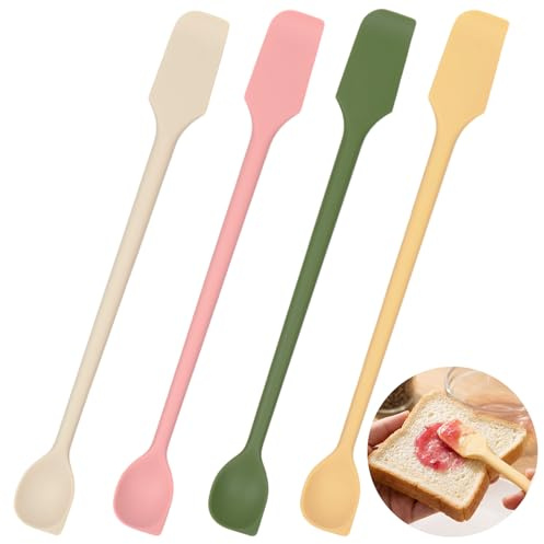 Mini Spatola in Silicone Doppia Testa, 4 Pezzi, 26cm, Resistente al Calore, per Vasetti Stretti, Crema, Marmellata, Pasta, Cottura e Decorazione