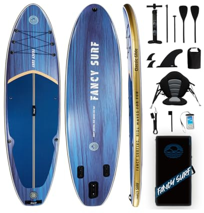 351cm x 89cm Aufblasbares Stand Up Paddling Board mit Kajaksitz, 200kg Sup Paddle Board for Adults with Pump, Fins, Backpack, Accessories & Waterproof Phone Pouch for Fishing, Yoga, Touring