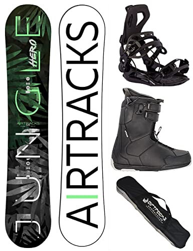 Airtracks Herren Snowboard Set Freeride Freestyle Jungle Hero Wide Hybrid Rocker 152 - Snowboard Bindung Master - Snowboardboots Master QL 40 - SB Bag
