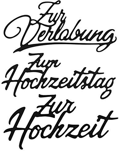 Ideen mit Herz Stanzschablonen, Wünsche & Gratulationen 1, 3,2cm bis 8,1cm, 3 Stück | Schriftzüge, Schriften, Hochzeit, Heirat | Schablonen zum Gestalten von Grußkarten, Geschenken und vieles mehr