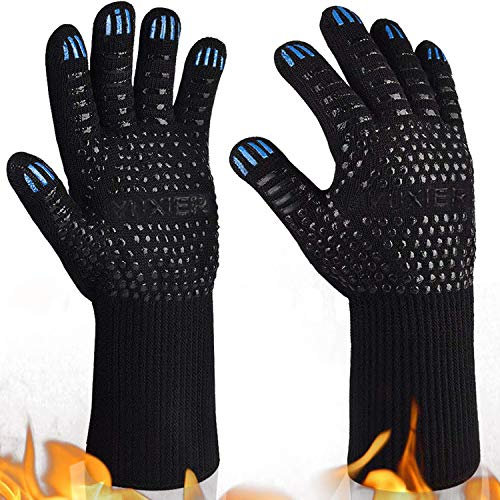 YUXIER Grillhandschuhe, 1472 °F, extrem hitzebeständig, Silikon isoliert, Ofenhandschuhe für Grillen, Kochen, Grillen, Backen, Schneiden (1 Paar)