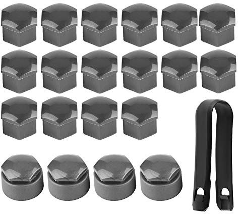 Radmutterabdeckung 17mm, Universal-Radmutterabdeckung Schutzkappen Radmutter Felgenabdeckung Staubschutzkappenabdeckung 20 Stk. Autorad Selbstnabe Schraubenschutz Diebstahlschutzkappe(Silber)