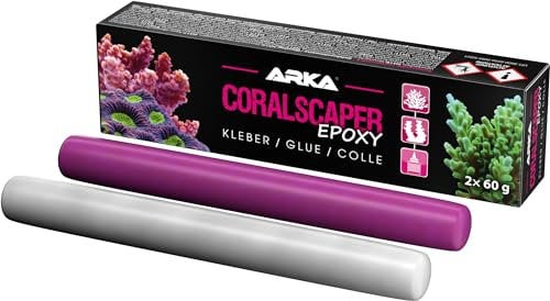 Colle époxy coraux aquarium marin – ARKA Coralscaper 120 g – fixation solide pour coraux, pierres vivantes & décorations – adhère sous l’eau – couleur naturelle type algue calcaire