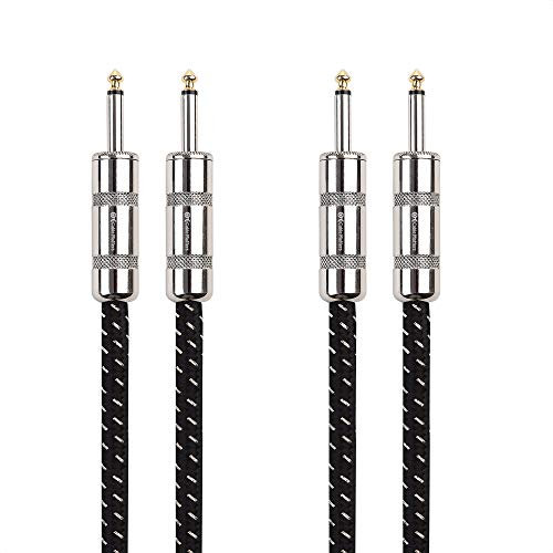Cable Matters 2-Pack Premium Braided 12 AWG 1/4 Inch 6.35mm Speaker Cable with TS Connector - 1.8m
