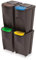 Prosperplast Juego de 4 Cubos de Reciclaje 140L Sortibox de plastico en Color Antracita, 140 litros