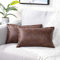 Yaertun 2er Pack Luxus Kunstleder und Baumwolle dekorative Kissenbezug Set Kissenbezüge Sofabezug Schlafzimmer Auto Kissenhülle?12x20inch 30x50cm Braun weiß Kissenbezug