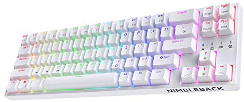 LTC NB681 Nimbleback Wired 65% Layout Mechanical Keyboard, RGB Backlit Ultra-Compact 68 Keys Gaming Keyboard with Hot-Swappable Liner and Quiet Red Switch and Stand-Alone Arrow/Control Keys,White