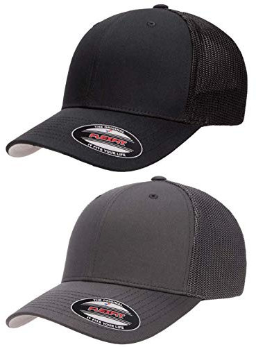 Flexfit Herren Unisex-Erwachsene Trucker, 2 Stück, Schwarz und Anthrazit, Einheitsgröße