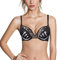 Pushlus Push Up Thick Padded Plunge Underwire T Shirt Lace Bra Lift Support for Women Add One Cup, Black Bra, 32A