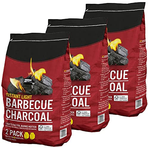 AMOS Instant Light Barbecue Charcoal 6 x 850g BBQ Grill Coal Bags