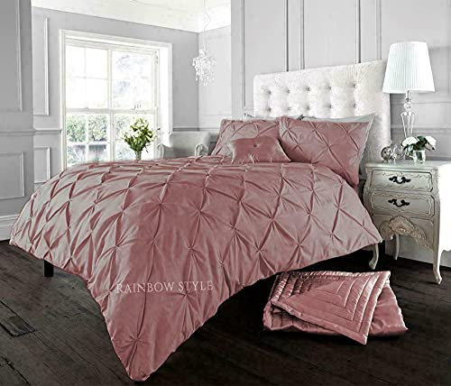 Rainbow Style Duvet Quilt Cover Pin Tuck Pinch Pleat Alexander Alford Reversible Diamond Bedding Set With Matching Pillowcase Blush Pink Single 137cm x 200cm Approximate