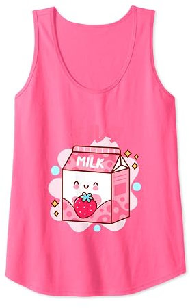Japanische Erdbeermilch – Rosa Erdbeermilch Shake Karton Tank Top