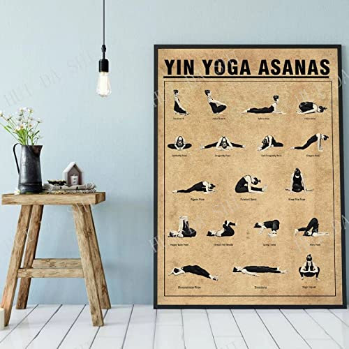 YHXCT Yoga Poster – Yin Yoga Asanas Poster Yoga Posen Wandkunst Yoga Guide Poster Yoga Von Zu Hause Aus Üben Yoga Sudio Decor Gym Poster Fitness Decor Bilder,Poster,Kunstdrucke Wandtattoos - 50X70Cm
