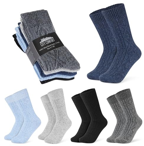 CityComfort Womens Calf Socks, Multipack of Wool Blend Socks - Womens Gifts