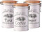 Danmu Art - 1000ml Tea Coffee Sugar Canisters Set of 3 - Kitchen Food Storage Steel Jar - With Rubber Ring Airtight Lids - 35OZ - White