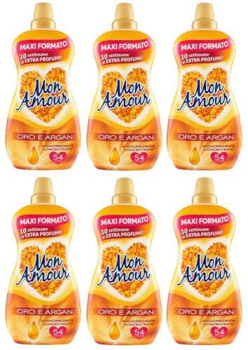 6x Paglieri Mon Amour Ammorbidente Concentrato Oro e Argan Konzentrierter Flüssiger Weichspüler Gold und Argan 54 Wäschen 1350ml