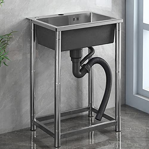 JWW Freistehendes Spüle Edelstahl Spülbecken Einzelspüle Gewerbliche Küchenspüle Praktisches Handwaschbecken Standwaschbecken Für Außen, Innen (Size : 45 * 40cm/17.7 * 15.7in)